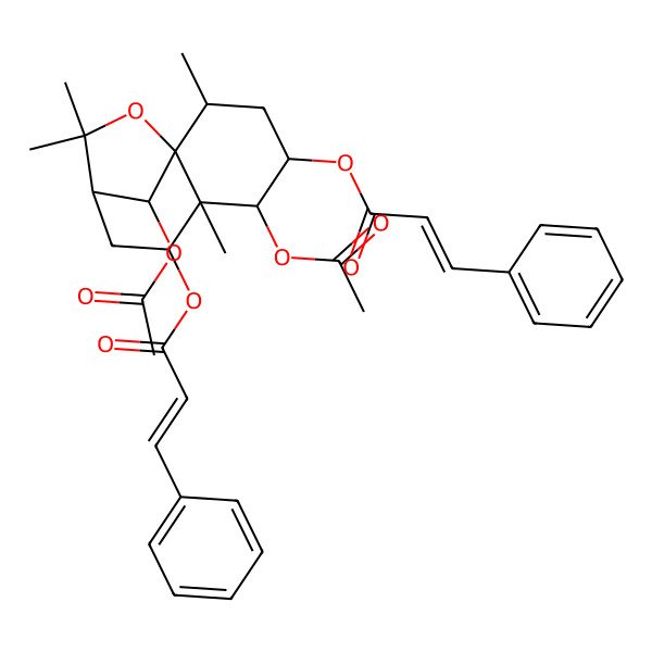2D Structure of [(1S,2R,4S,5S,6R,7S,9R,12R)-5,12-diacetyloxy-2,6,10,10-tetramethyl-7-[(E)-3-phenylprop-2-enoyl]oxy-11-oxatricyclo[7.2.1.01,6]dodecan-4-yl] (E)-3-phenylprop-2-enoate