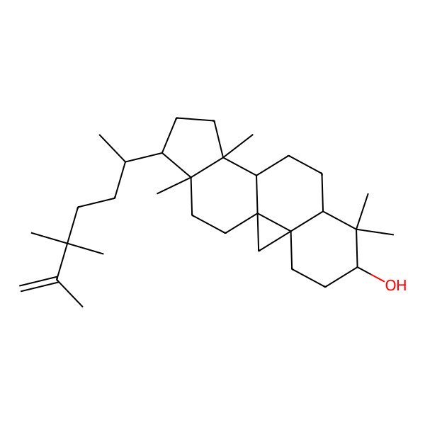 2D Structure of (1S,3R,6S,12S,15R,16R)-7,7,12,16-tetramethyl-15-[(2R)-5,5,6-trimethylhept-6-en-2-yl]pentacyclo[9.7.0.01,3.03,8.012,16]octadecan-6-ol