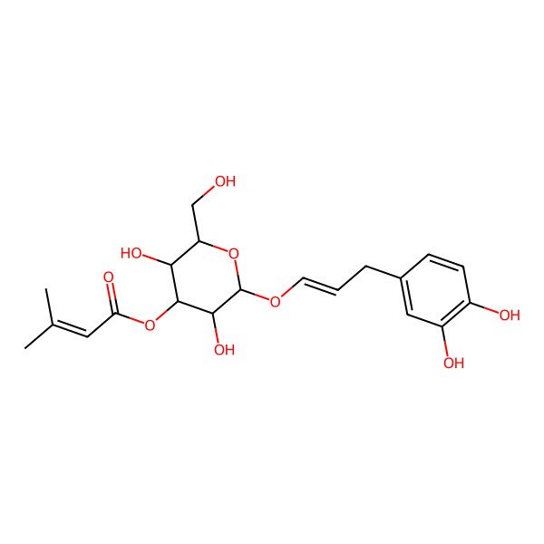 2D Structure of [(2R,3R,4S,5R,6R)-2-[(Z)-3-(3,4-dihydroxyphenyl)prop-1-enoxy]-3,5-dihydroxy-6-(hydroxymethyl)oxan-4-yl] 3-methylbut-2-enoate