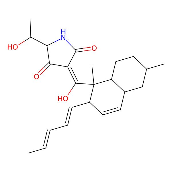 2D Structure of 3-[(1,6-dimethyl-2-penta-1,3-dienyl-4a,5,6,7,8,8a-hexahydro-2H-naphthalen-1-yl)-hydroxymethylidene]-5-(1-hydroxyethyl)pyrrolidine-2,4-dione