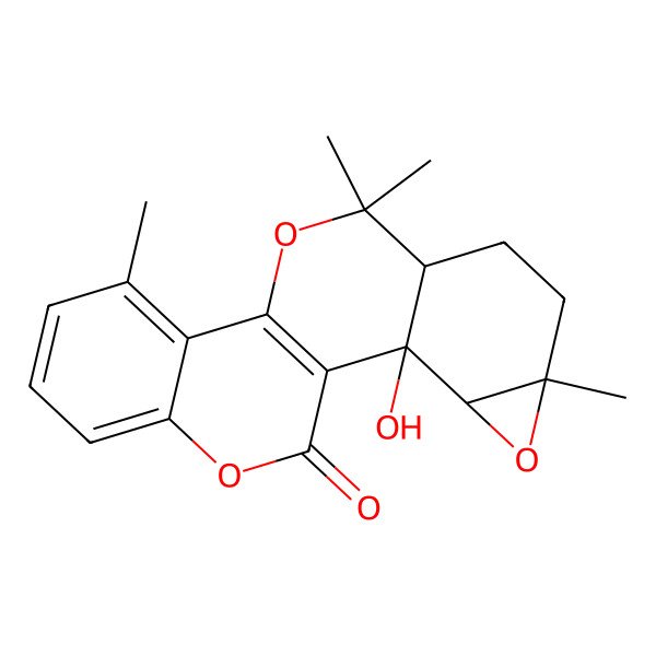 2D Structure of (2S,3R,5S,8R)-2-hydroxy-5,9,9,13-tetramethyl-4,10,18-trioxapentacyclo[9.8.0.02,8.03,5.012,17]nonadeca-1(11),12,14,16-tetraen-19-one