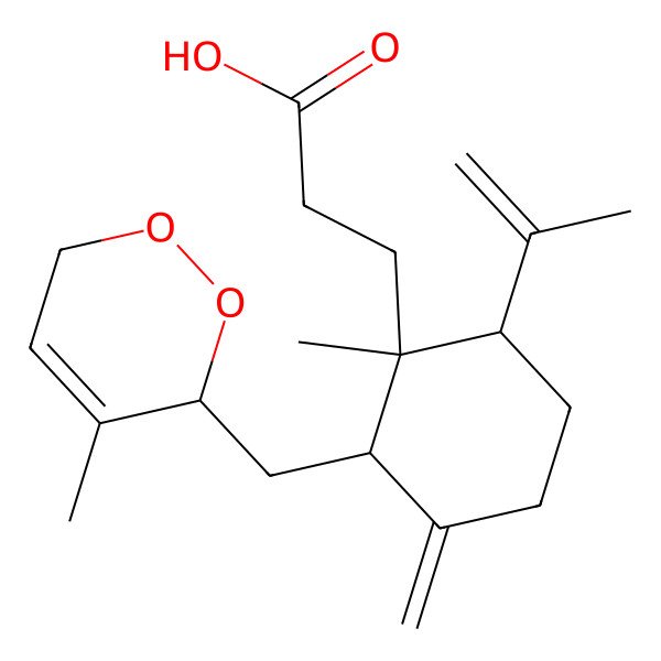 2D Structure of 3-[(1R,2R,6R)-1-methyl-2-[[(3S)-4-methyl-3,6-dihydro-1,2-dioxin-3-yl]methyl]-3-methylidene-6-prop-1-en-2-ylcyclohexyl]propanoic acid