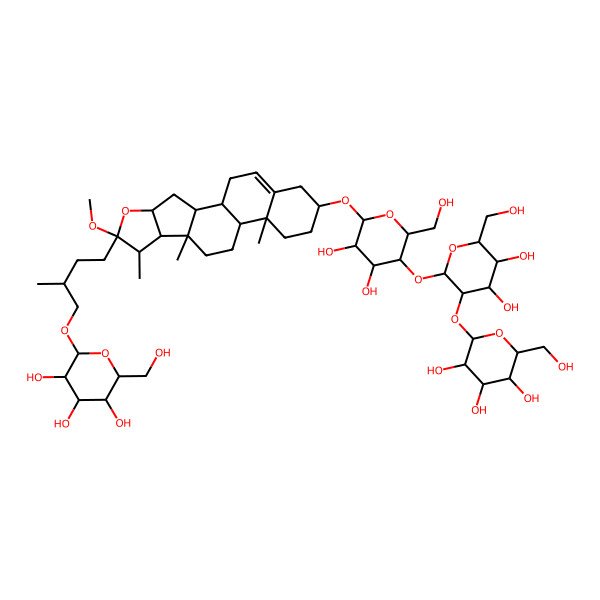 2D Structure of 2-[4-[16-[5-[4,5-Dihydroxy-6-(hydroxymethyl)-3-[3,4,5-trihydroxy-6-(hydroxymethyl)oxan-2-yl]oxyoxan-2-yl]oxy-3,4-dihydroxy-6-(hydroxymethyl)oxan-2-yl]oxy-6-methoxy-7,9,13-trimethyl-5-oxapentacyclo[10.8.0.02,9.04,8.013,18]icos-18-en-6-yl]-2-methylbutoxy]-6-(hydroxymethyl)oxane-3,4,5-triol
