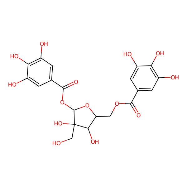 2D Structure of [(2R,3R,4R,5S)-3,4-dihydroxy-4-(hydroxymethyl)-5-(3,4,5-trihydroxybenzoyl)oxyoxolan-2-yl]methyl 3,4,5-trihydroxybenzoate