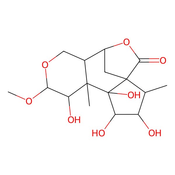 2D Structure of (1R,2S,3S,4R,5S,6S,7R,8R,11R,12R)-3,4,5,7-tetrahydroxy-8-methoxy-2,6-dimethyl-9,13-dioxatetracyclo[10.2.1.01,5.06,11]pentadecan-14-one