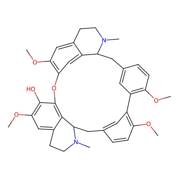 2D Structure of 6,9,20,25-Tetramethoxy-15,30-dimethyl-23-oxa-15,30-diazaheptacyclo[22.6.2.13,7.18,12.114,18.027,31.022,33]pentatriaconta-3(35),4,6,8,10,12(34),18,20,22(33),24,26,31-dodecaen-21-ol