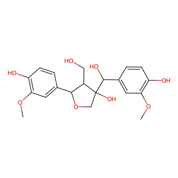 2D Structure of 3-[Hydroxy-(4-hydroxy-3-methoxyphenyl)methyl]-5-(4-hydroxy-3-methoxyphenyl)-4-(hydroxymethyl)oxolan-3-ol