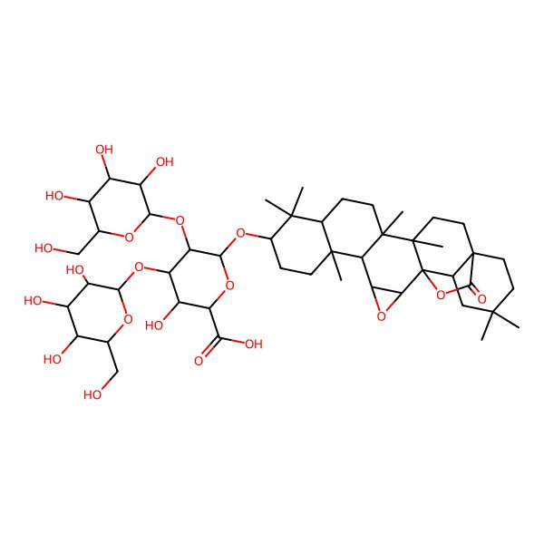 2D Structure of 6-[(6,10,10,14,15,21,21-Heptamethyl-25-oxo-3,24-dioxaheptacyclo[16.5.2.01,15.02,4.05,14.06,11.018,23]pentacosan-9-yl)oxy]-3-hydroxy-4,5-bis[[3,4,5-trihydroxy-6-(hydroxymethyl)oxan-2-yl]oxy]oxane-2-carboxylic acid