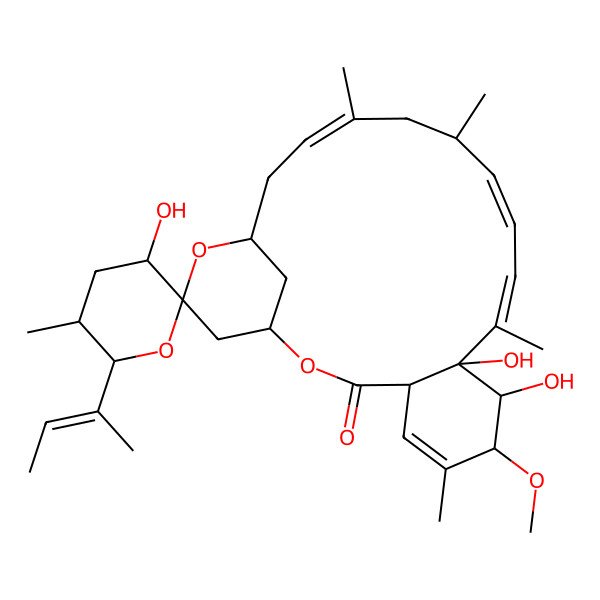 2D Structure of 6'-But-2-en-2-yl-3',8,9-trihydroxy-7-methoxy-5',6,10,14,16-pentamethylspiro[2,20-dioxatricyclo[17.3.1.04,9]tricosa-5,10,12,16-tetraene-21,2'-oxane]-3-one