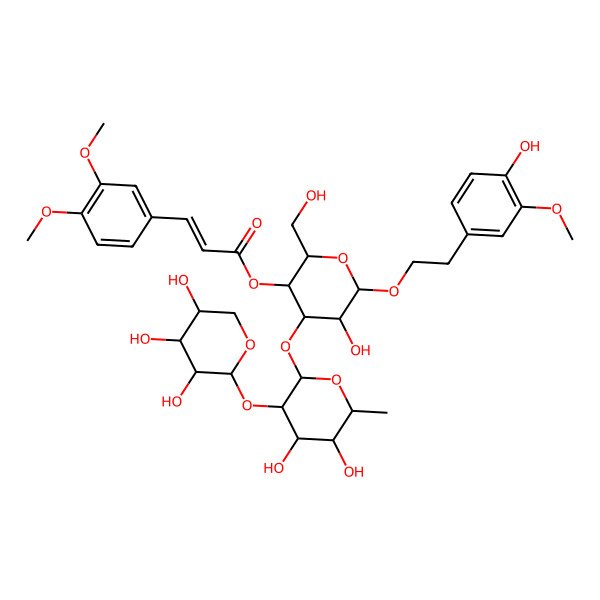 2D Structure of [(2R,3R,4R,5R,6R)-4-[(2S,3R,4R,5R,6S)-4,5-dihydroxy-6-methyl-3-[(2S,3S,4R,5R)-3,4,5-trihydroxyoxan-2-yl]oxyoxan-2-yl]oxy-5-hydroxy-6-[2-(4-hydroxy-3-methoxyphenyl)ethoxy]-2-(hydroxymethyl)oxan-3-yl] (E)-3-(3,4-dimethoxyphenyl)prop-2-enoate