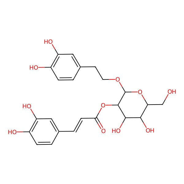 2D Structure of [(2S,3R,4S,5S,6R)-2-[2-(3,4-dihydroxyphenyl)ethoxy]-4,5-dihydroxy-6-(hydroxymethyl)oxan-3-yl] (E)-3-(3,4-dihydroxyphenyl)prop-2-enoate