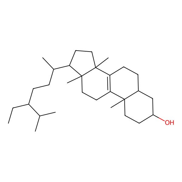 2D Structure of (3S,5S,10S,13R,14R,17R)-17-[(2R,5R)-5-ethyl-6-methylheptan-2-yl]-10,13,14-trimethyl-1,2,3,4,5,6,7,11,12,15,16,17-dodecahydrocyclopenta[a]phenanthren-3-ol