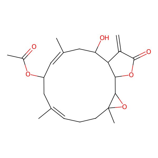 2D Structure of [(1S,2S,4S,10R,14R,15R)-14-hydroxy-4,8,12-trimethyl-16-methylidene-17-oxo-3,18-dioxatricyclo[13.3.0.02,4]octadeca-7,11-dien-10-yl] acetate