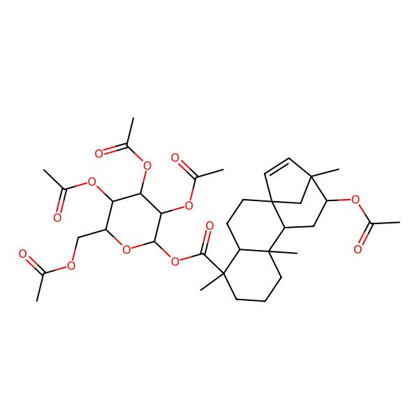 2D Structure of [3,4,5-Triacetyloxy-6-(acetyloxymethyl)oxan-2-yl] 12-acetyloxy-5,9,13-trimethyltetracyclo[11.2.1.01,10.04,9]hexadec-14-ene-5-carboxylate