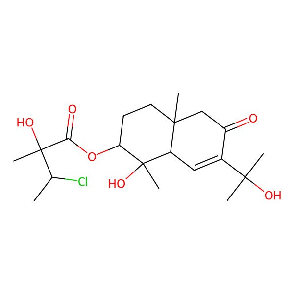 2D Structure of [(1S,2R,4aR,8aR)-1-hydroxy-7-(2-hydroxypropan-2-yl)-1,4a-dimethyl-6-oxo-3,4,5,8a-tetrahydro-2H-naphthalen-2-yl] (2R,3S)-3-chloro-2-hydroxy-2-methylbutanoate