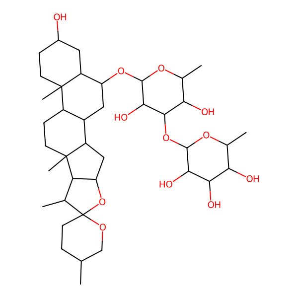 2D Structure of 2-[3,5-Dihydroxy-2-(16-hydroxy-5',7,9,13-tetramethylspiro[5-oxapentacyclo[10.8.0.02,9.04,8.013,18]icosane-6,2'-oxane]-19-yl)oxy-6-methyloxan-4-yl]oxy-6-methyloxane-3,4,5-triol