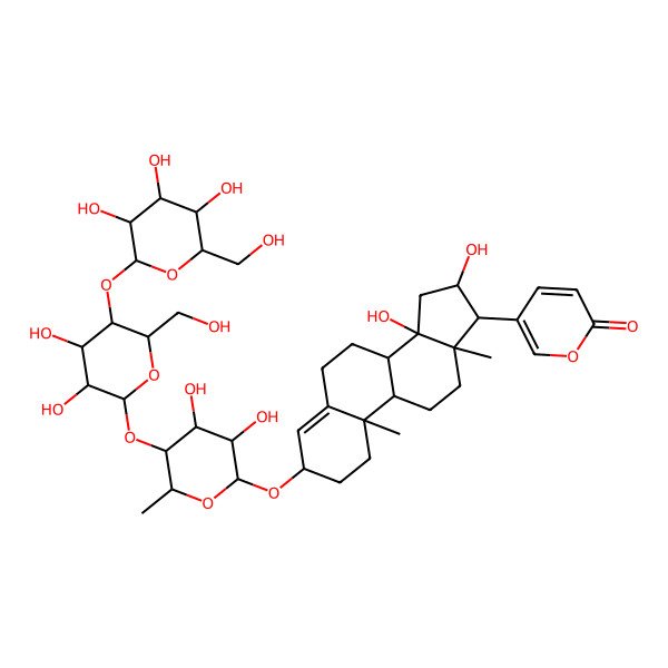 2D Structure of 5-[(3S,8R,9S,10R,13R,14S,16S,17R)-3-[(2R,3R,4S,5R,6S)-5-[(2S,3R,4R,5S,6R)-3,4-dihydroxy-6-(hydroxymethyl)-5-[(2S,3R,4R,5S,6R)-3,4,5-trihydroxy-6-(hydroxymethyl)oxan-2-yl]oxyoxan-2-yl]oxy-3,4-dihydroxy-6-methyloxan-2-yl]oxy-14,16-dihydroxy-10,13-dimethyl-1,2,3,6,7,8,9,11,12,15,16,17-dodecahydrocyclopenta[a]phenanthren-17-yl]pyran-2-one