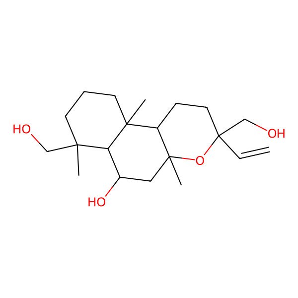 2D Structure of 3-ethenyl-3,7-bis(hydroxymethyl)-4a,7,10a-trimethyl-2,5,6,6a,8,9,10,10b-octahydro-1H-benzo[f]chromen-6-ol