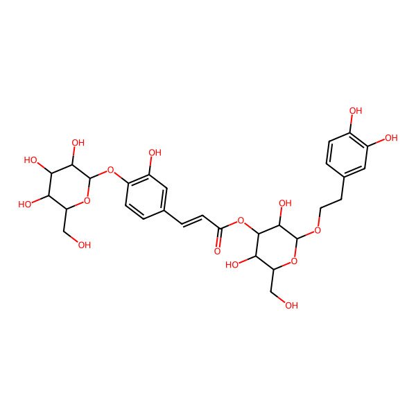 2D Structure of [2-[2-(3,4-Dihydroxyphenyl)ethoxy]-3,5-dihydroxy-6-(hydroxymethyl)oxan-4-yl] 3-[3-hydroxy-4-[3,4,5-trihydroxy-6-(hydroxymethyl)oxan-2-yl]oxyphenyl]prop-2-enoate