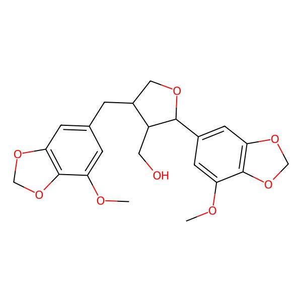 2D Structure of [(2S,3R,4R)-2-(7-methoxy-1,3-benzodioxol-5-yl)-4-[(7-methoxy-1,3-benzodioxol-5-yl)methyl]oxolan-3-yl]methanol