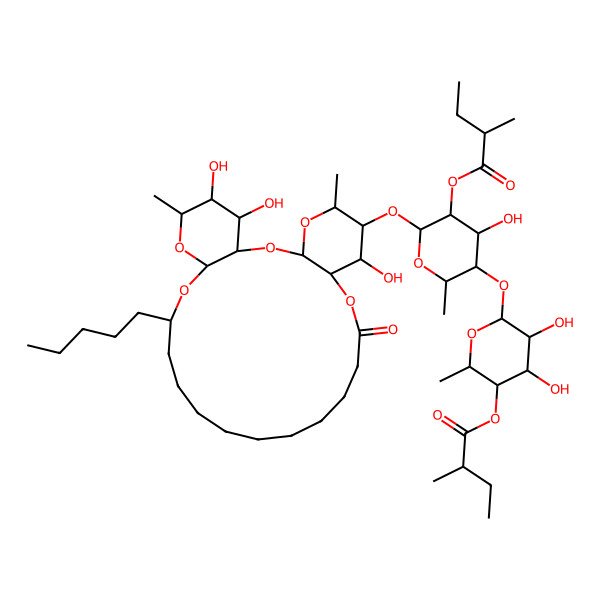 2D Structure of [4,5-Dihydroxy-6-[4-hydroxy-2-methyl-5-(2-methylbutanoyloxy)-6-[(7,25,26-trihydroxy-5,24-dimethyl-10-oxo-20-pentyl-2,4,9,21,23-pentaoxatricyclo[20.4.0.03,8]hexacosan-6-yl)oxy]oxan-3-yl]oxy-2-methyloxan-3-yl] 2-methylbutanoate