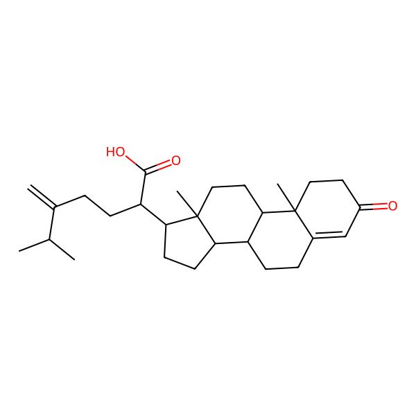 2D Structure of 2-(10,13-Dimethyl-3-oxo-1,2,6,7,8,9,11,12,14,15,16,17-dodecahydrocyclopenta[a]phenanthren-17-yl)-6-methyl-5-methylideneheptanoic acid