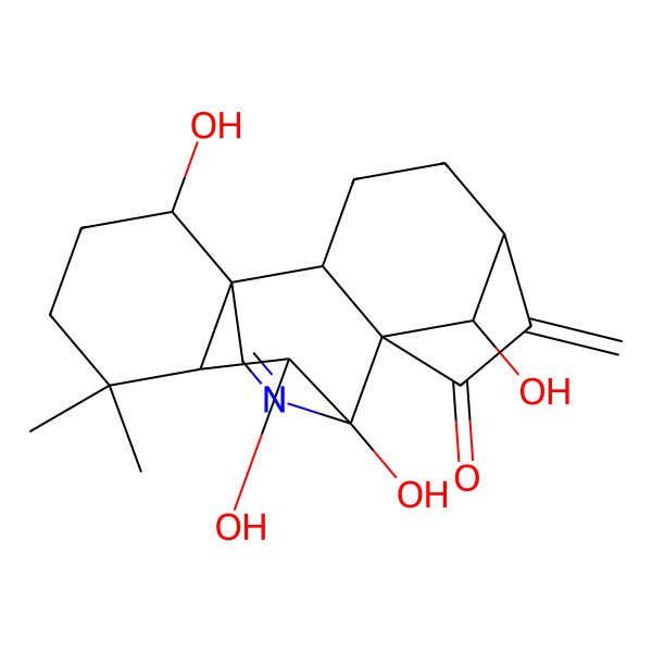 2D Structure of (1S,2S,5S,8S,9S,10S,11R,15S,18R)-9,10,15,18-tetrahydroxy-12,12-dimethyl-6-methylidene-17-azapentacyclo[7.6.2.15,8.01,11.02,8]octadec-16-en-7-one