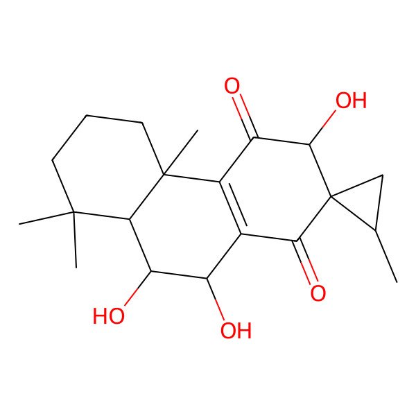 2D Structure of (2S,2'R,3R,4bS,8aS,9S,10S)-3,9,10-trihydroxy-2',4b,8,8-tetramethylspiro[5,6,7,8a,9,10-hexahydro-3H-phenanthrene-2,1'-cyclopropane]-1,4-dione