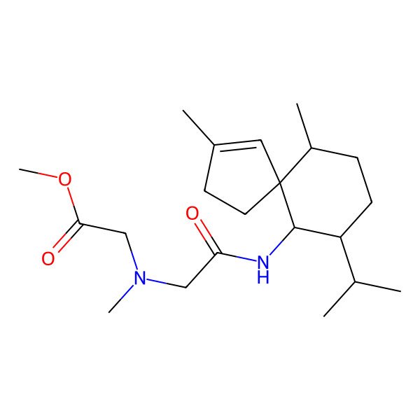 2D Structure of Methyl 2-[[2-[(3,6-dimethyl-9-propan-2-ylspiro[4.5]dec-3-en-10-yl)amino]-2-oxoethyl]-methylamino]acetate