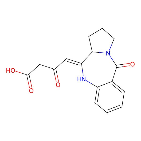 2D Structure of (4Z)-4-[(6aS)-11-oxo-6a,7,8,9-tetrahydro-5H-pyrrolo[2,1-c][1,4]benzodiazepin-6-ylidene]-3-oxobutanoic acid
