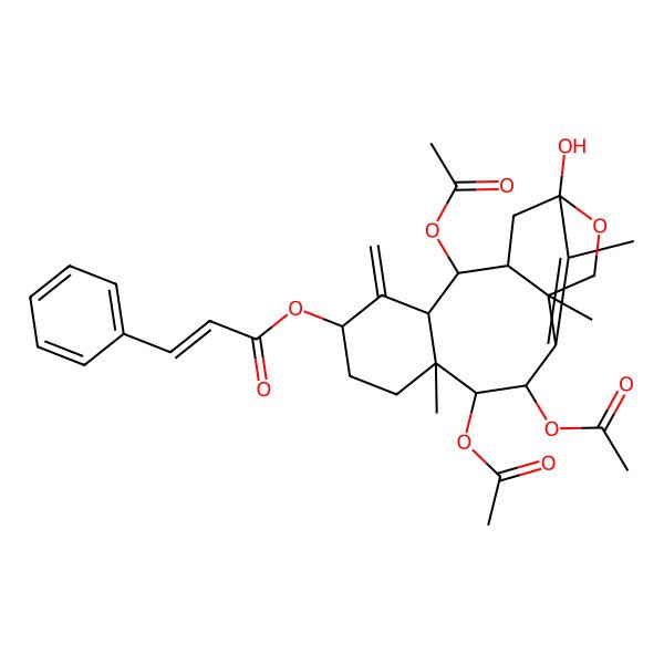 2D Structure of [(1R,3R,4R,5R,7S,10R,11R,12R,14S)-4,11,12-triacetyloxy-1-hydroxy-10,14,17-trimethyl-6-methylidene-16-oxatetracyclo[11.3.1.03,14.05,10]heptadec-13(17)-en-7-yl] (E)-3-phenylprop-2-enoate