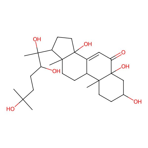 2D Structure of (3S,5S,9R,10R,13R,14S,17S)-3,5,14-trihydroxy-10,13-dimethyl-17-[(2R,3R)-2,3,6-trihydroxy-6-methylheptan-2-yl]-1,2,3,4,9,11,12,15,16,17-decahydrocyclopenta[a]phenanthren-6-one