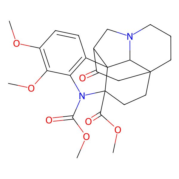 2D Structure of Dimethyl 7,8-dimethoxy-17-oxo-5,14-diazahexacyclo[12.4.3.01,13.04,12.06,11.012,16]henicosa-6(11),7,9-triene-4,5-dicarboxylate