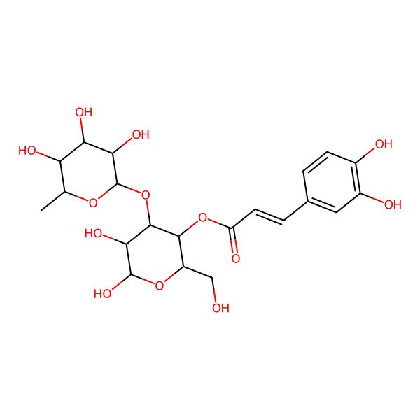 2D Structure of [5,6-Dihydroxy-2-(hydroxymethyl)-4-(3,4,5-trihydroxy-6-methyloxan-2-yl)oxyoxan-3-yl] 3-(3,4-dihydroxyphenyl)prop-2-enoate
