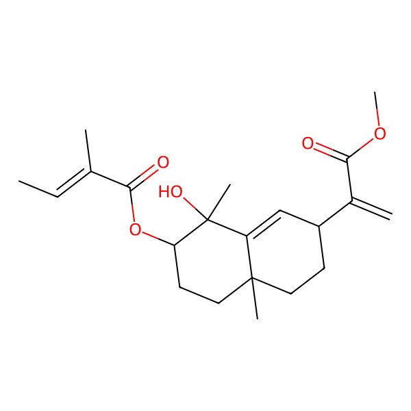 2D Structure of [(1R,2S,4aS,7R)-1-hydroxy-7-(3-methoxy-3-oxoprop-1-en-2-yl)-1,4a-dimethyl-2,3,4,5,6,7-hexahydronaphthalen-2-yl] (Z)-2-methylbut-2-enoate