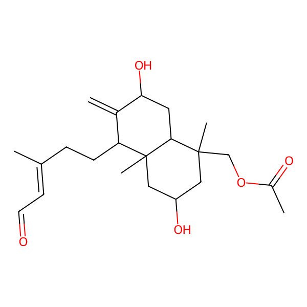 2D Structure of [(1S,3R,4aS,5R,7R,8aR)-3,7-dihydroxy-1,4a-dimethyl-6-methylidene-5-[(Z)-3-methyl-5-oxopent-3-enyl]-3,4,5,7,8,8a-hexahydro-2H-naphthalen-1-yl]methyl acetate