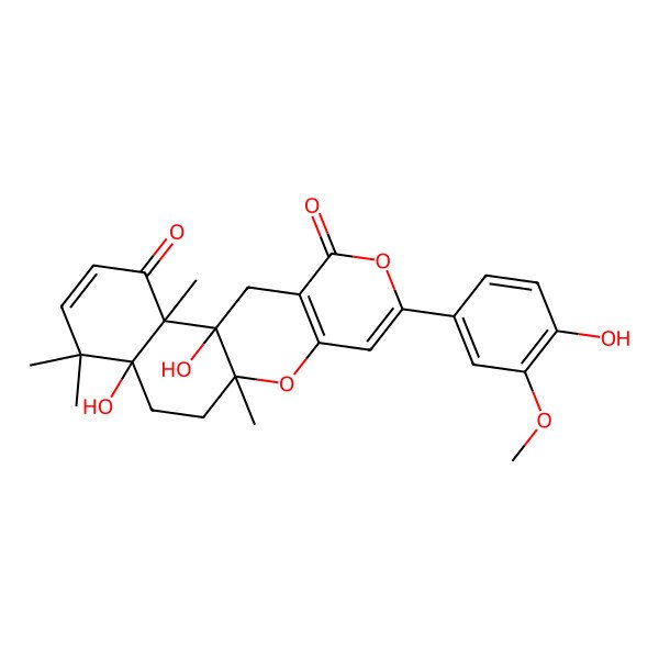 2D Structure of 1,7-Dihydroxy-14-(4-hydroxy-3-methoxyphenyl)-2,6,6,10-tetramethyl-11,15-dioxatetracyclo[8.8.0.02,7.012,17]octadeca-4,12(17),13-triene-3,16-dione