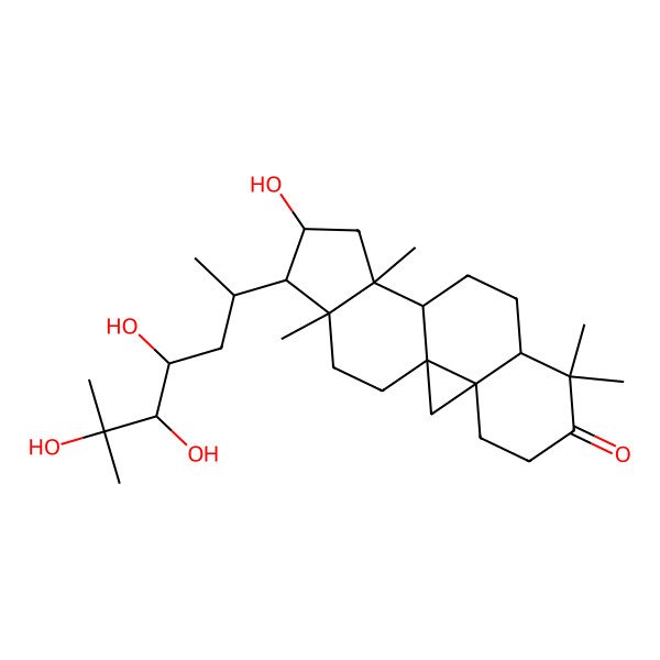 2D Structure of 14-Hydroxy-7,7,12,16-tetramethyl-15-(4,5,6-trihydroxy-6-methylheptan-2-yl)pentacyclo[9.7.0.01,3.03,8.012,16]octadecan-6-one
