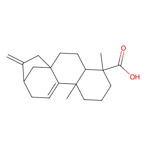 2D Structure of (1S,4S,5R,9R)-5,9-dimethyl-14-methylidenetetracyclo[11.2.1.01,10.04,9]hexadec-10-ene-5-carboxylic acid
