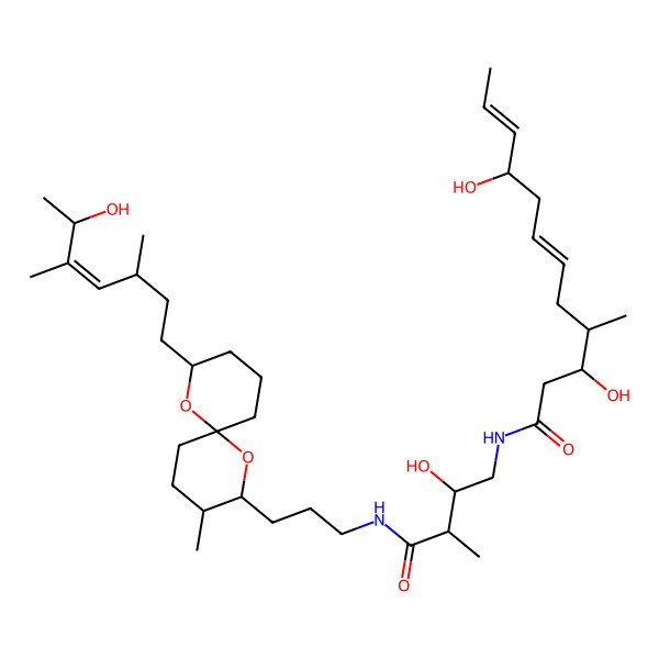 2D Structure of (3S,4S,6E,9R,10E)-3,9-dihydroxy-N-[(2R,3S)-2-hydroxy-4-[3-[(2R,3S,6S,8S)-8-[(E,3S,6S)-6-hydroxy-3,5-dimethylhept-4-enyl]-3-methyl-1,7-dioxaspiro[5.5]undecan-2-yl]propylamino]-3-methyl-4-oxobutyl]-4-methyldodeca-6,10-dienamide