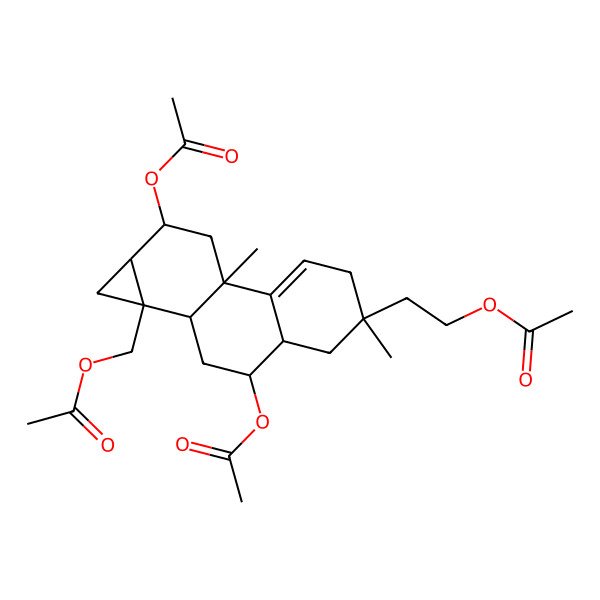 2D Structure of 2-[(1aS,1bS,3R,3aR,5S,7bR,9R,9aR)-3,9-diacetyloxy-1a-(acetyloxymethyl)-5,7b-dimethyl-1,1b,2,3,3a,4,6,8,9,9a-decahydrocyclopropa[a]phenanthren-5-yl]ethyl acetate