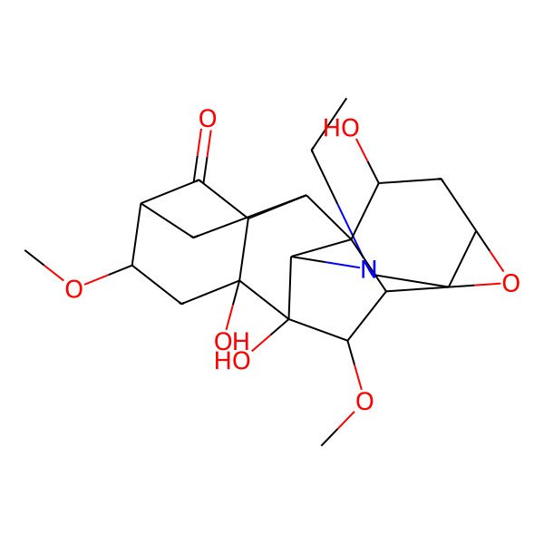 2D Structure of (1S,2S,4S,6S,9S,10S,11R,13S,14R,16S,17R,18R,19S)-8-ethyl-2,10,11-trihydroxy-13,19-dimethoxy-5-oxa-8-azaheptacyclo[8.7.2.114,17.01,9.04,6.06,18.011,16]icosan-15-one