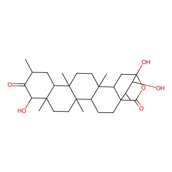2D Structure of 9,20,24-Trihydroxy-5,8,11,14,17,23-hexamethyl-21-oxahexacyclo[18.2.2.01,18.04,17.05,14.08,13]tetracosane-10,22-dione