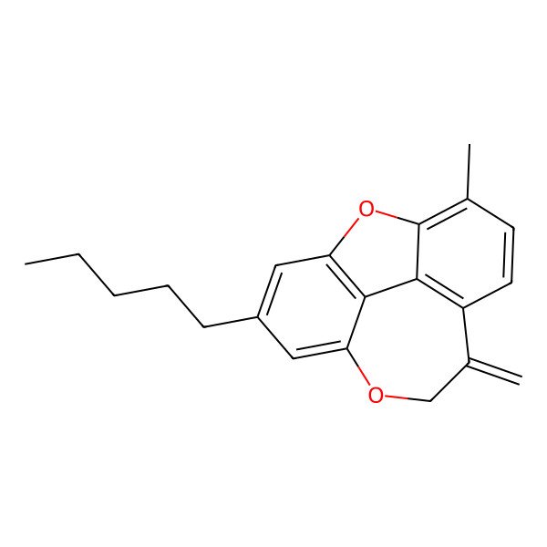 2D Structure of Benzofuro[4,3,2-def][1]benzoxepin, 9,10-dihydro-3-methyl-10-methylene-6-pentyl-