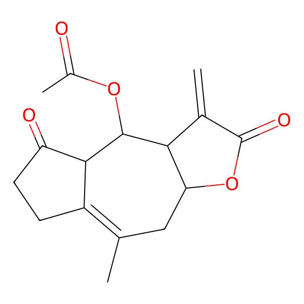 2D Structure of [(3aS,8aS,9R,9aR)-5-methyl-1-methylidene-2,8-dioxo-4,6,7,8a,9,9a-hexahydro-3aH-azuleno[6,5-b]furan-9-yl] acetate