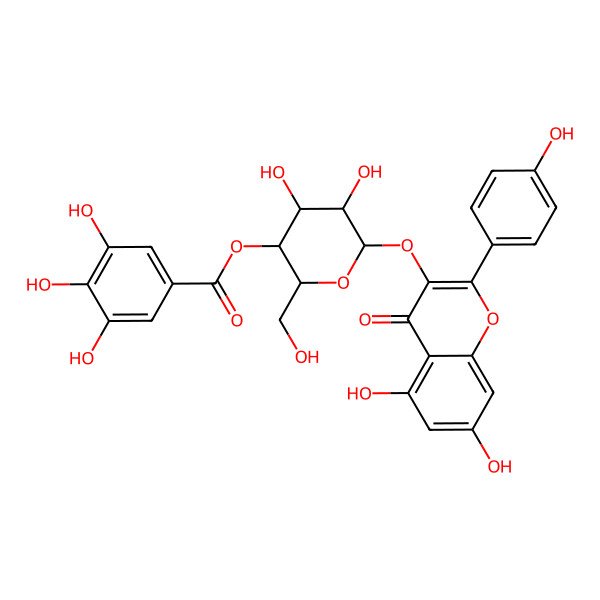 2D Structure of [(2S,3R,4S,5S,6R)-6-[5,7-dihydroxy-2-(4-hydroxyphenyl)-4-oxochromen-3-yl]oxy-4,5-dihydroxy-2-(hydroxymethyl)oxan-3-yl] 3,4,5-trihydroxybenzoate