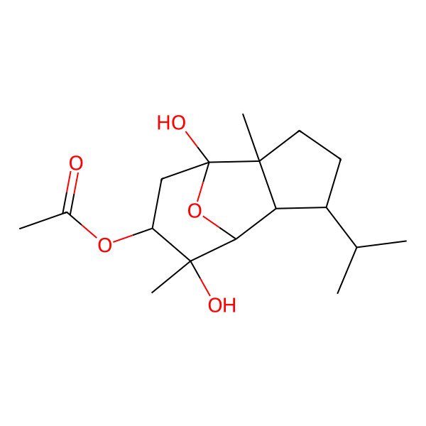 2D Structure of [(1S,2R,5S,6S,7S,8S,9S)-1,8-dihydroxy-2,8-dimethyl-5-propan-2-yl-11-oxatricyclo[5.3.1.02,6]undecan-9-yl] acetate