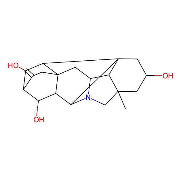 2D Structure of (1S,3S,5R,8R,9S,10S,11R,14R,16S,17R,18R,19S)-5-methyl-12-methylidene-7-azaheptacyclo[9.6.2.01,8.05,17.07,16.09,14.014,18]nonadecane-3,10,19-triol