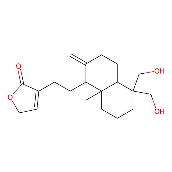 2D Structure of 4-[2-[5,5-bis(hydroxymethyl)-8a-methyl-2-methylidene-3,4,4a,6,7,8-hexahydro-1H-naphthalen-1-yl]ethyl]-2H-furan-5-one