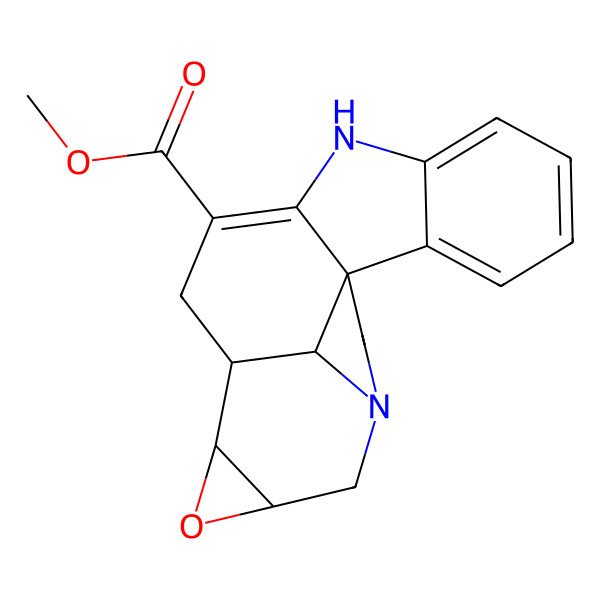 2D Structure of methyl (1R,12S,13S,15R,20S)-14-oxa-8,17-diazahexacyclo[10.7.1.01,9.02,7.013,15.017,20]icosa-2,4,6,9-tetraene-10-carboxylate
